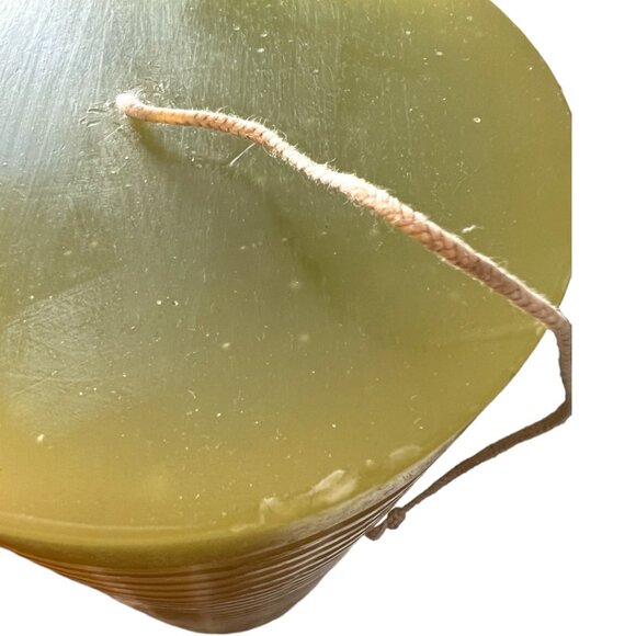 SET: Pier 1 Large Textured Pillar Candle w/ Brass-Toned Holder 8.25" tall x 4" d - Picture 6 of 13